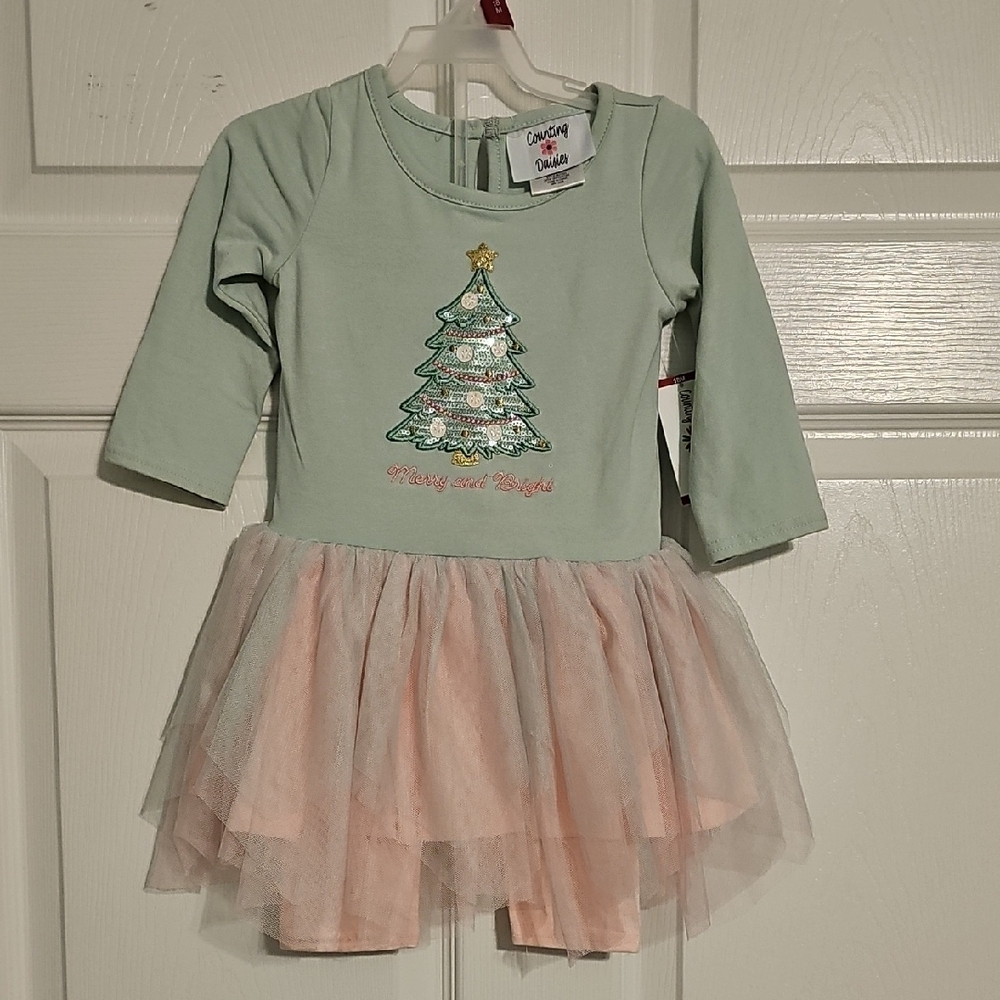 Counting Daisies Christmas Tree Matching Set - Green and Pink. Nwt